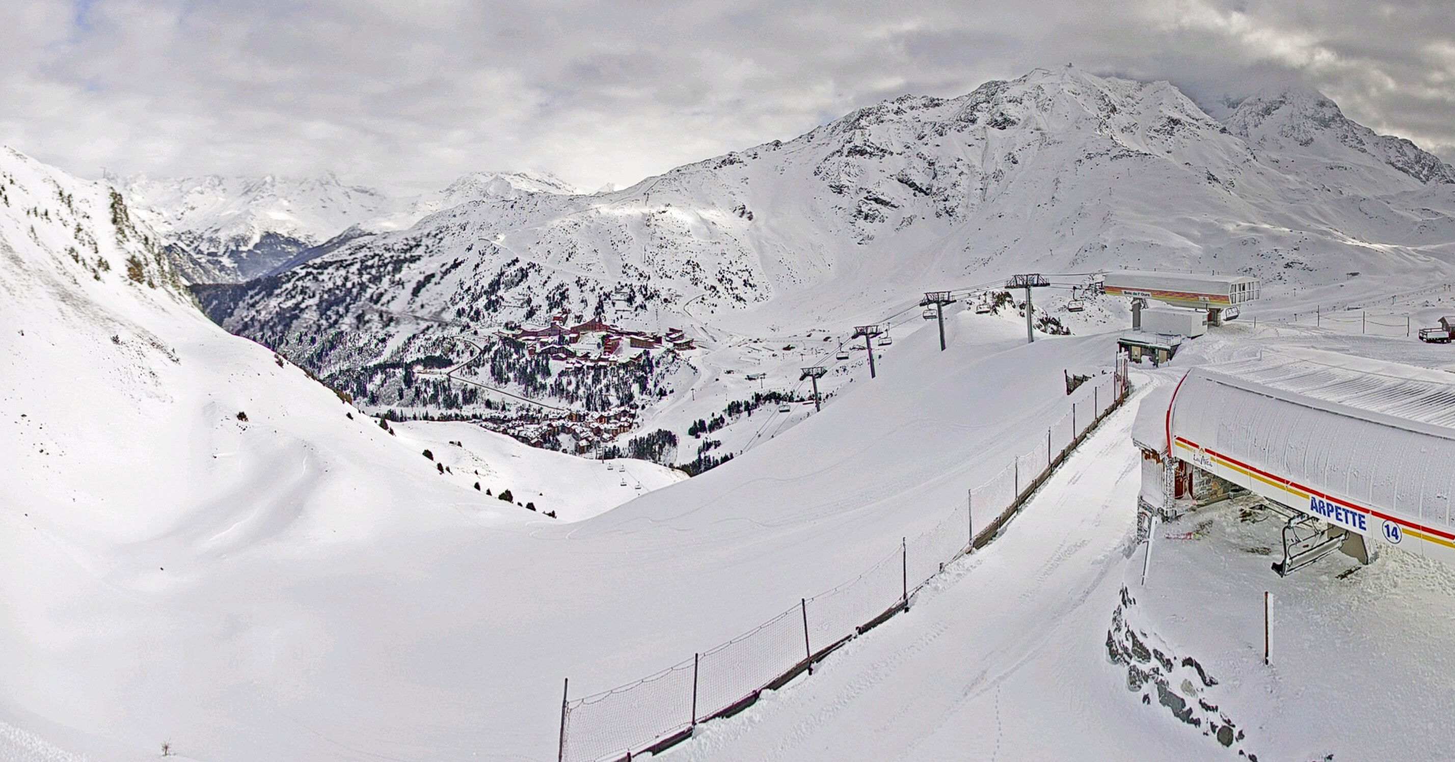 Les Arcs today snow cover